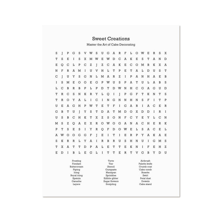 Custom Cake Decorating Word Search Art Print#color-finish_unframed