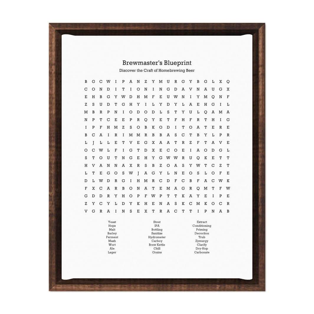 Custom Homebrewing Word Search Art Print#color-finish_espresso-floater-frame