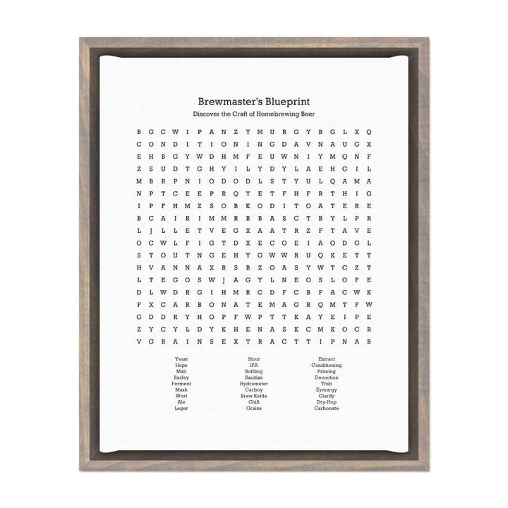 Custom Homebrewing Word Search Art Print#color-finish_gray-floater-frame
