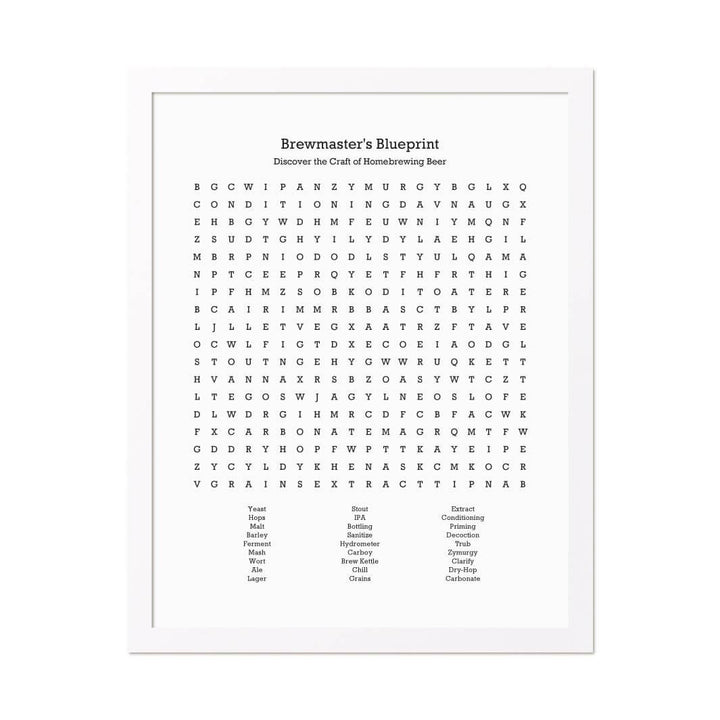 Custom Homebrewing Word Search Art Print#color-finish_white-thin-frame