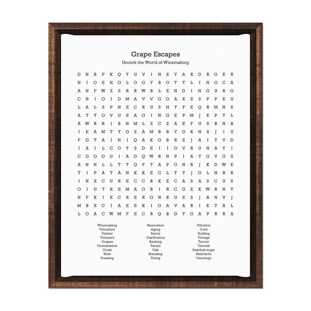 Custom Winemaking Word Search Art Print#color-finish_espresso-floater-frame