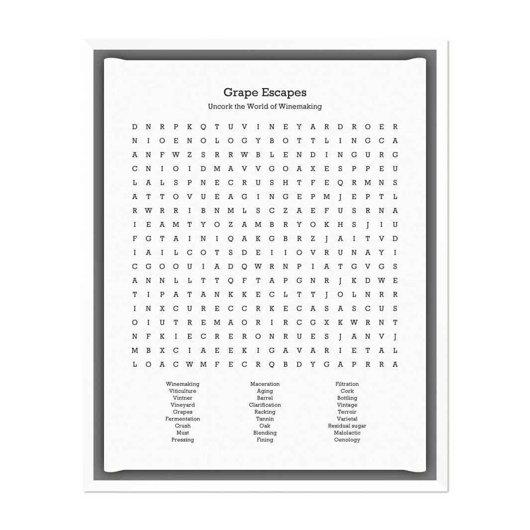Custom Winemaking Word Search Art Print#color-finish_white-floater-frame