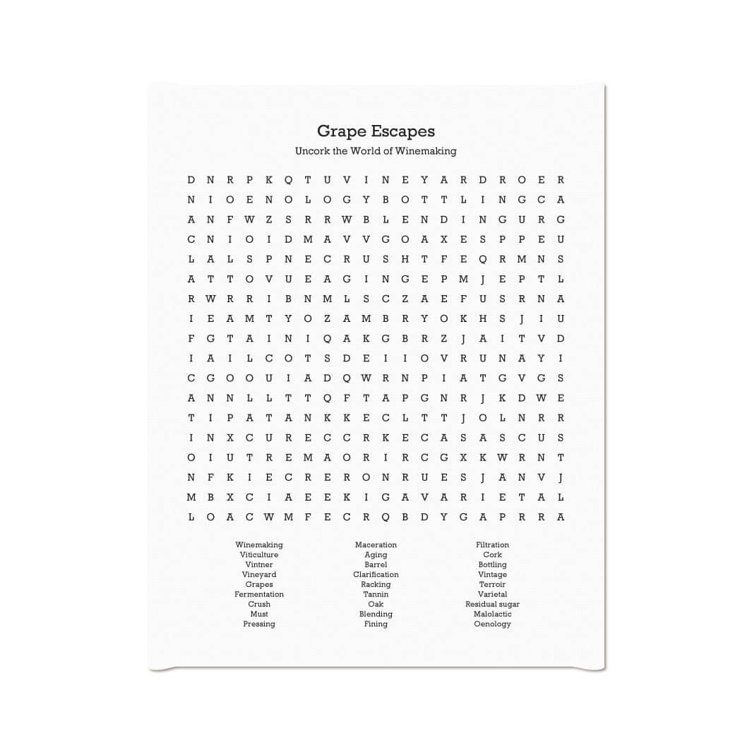 Custom Winemaking Word Search Art Print#color-finish_wrapped-canvas