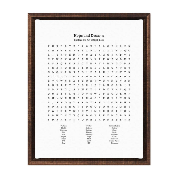 Custom Craft Beer Word Search Art Print#color-finish_espresso-floater-frame