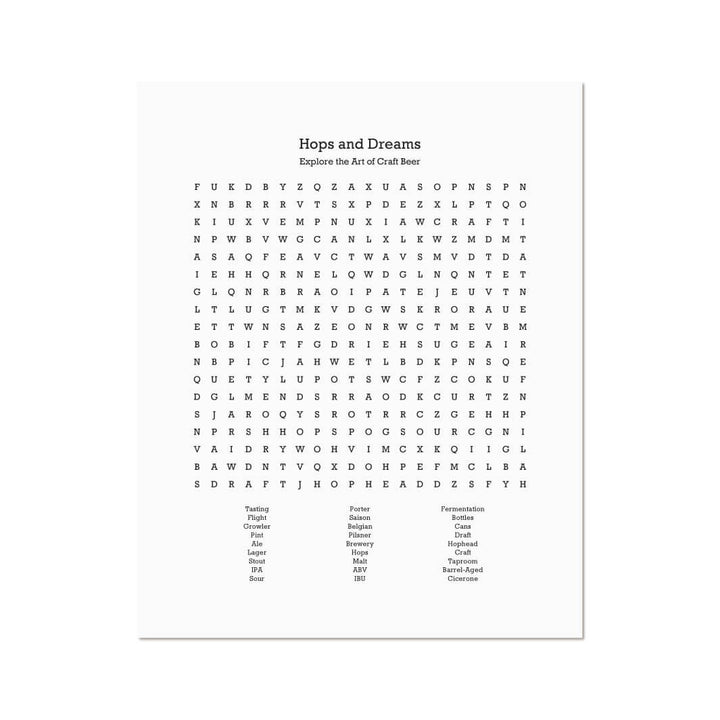 Custom Craft Beer Word Search Art Print#color-finish_unframed