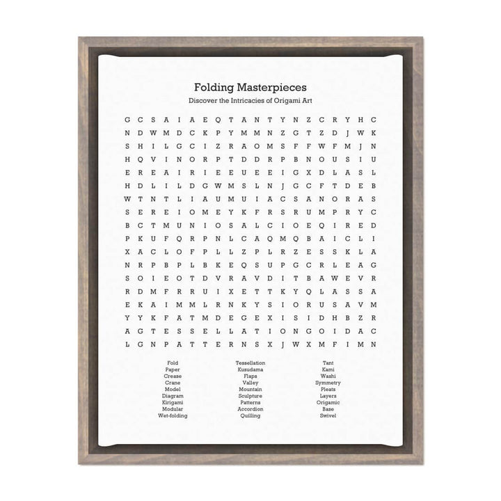 Custom Oragami Word Search Art Print#color-finish_gray-floater-frame
