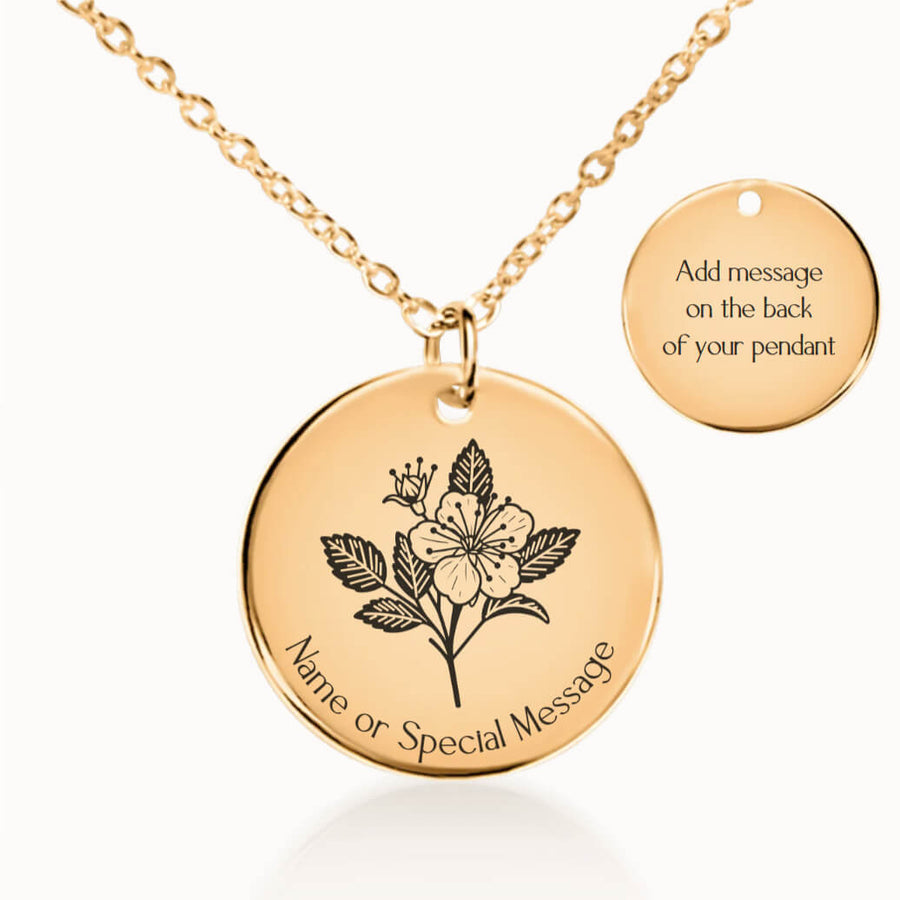 Personalized May Birth Flower Hawthorn Necklace in Gold, Birthday Gift for Her