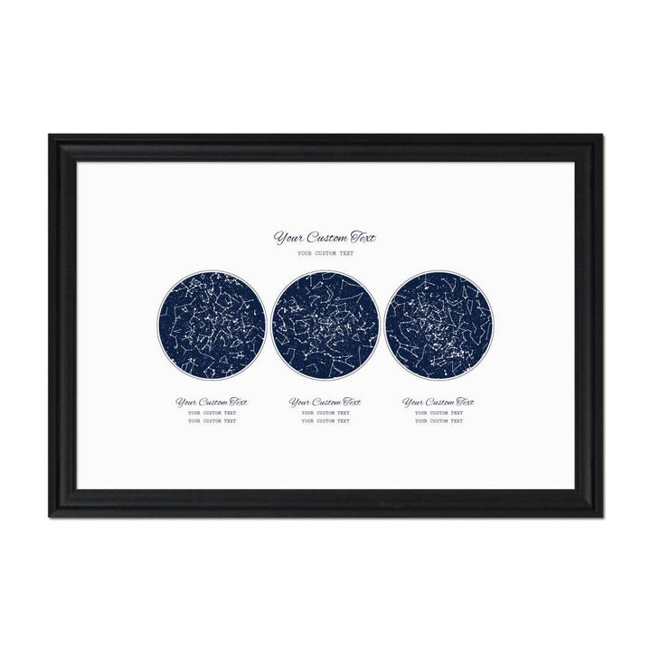 Custom Wedding Guest Book Alternative, Personalized Star Map with 3 Night Skies, Black Beveled Frame#color-finish_black-beveled-frame