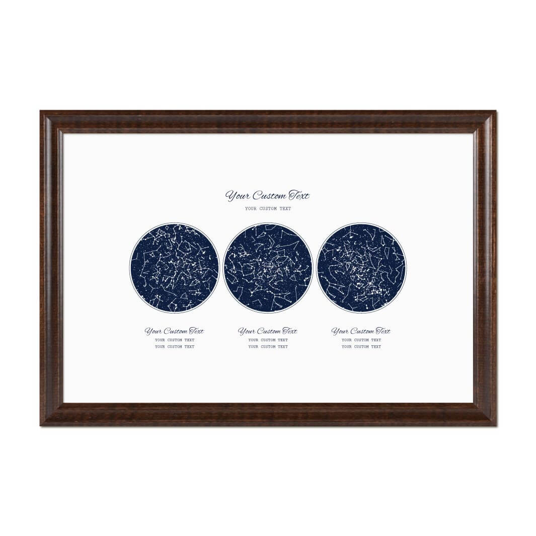 Custom Wedding Guest Book Alternative, Personalized Star Map with 3 Night Skies, Espresso Beveled Frame#color-finish_espresso-beveled-frame