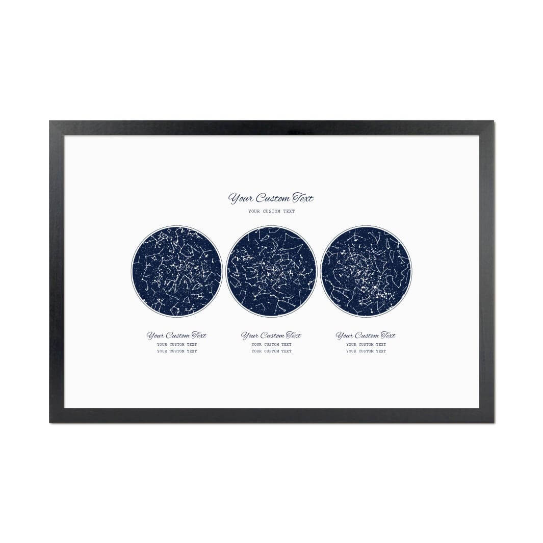 Custom Wedding Guest Book Alternative, Personalized Star Map with 3 Night Skies, Black Thin Frame, Styled#color-finish_black-thin-frame