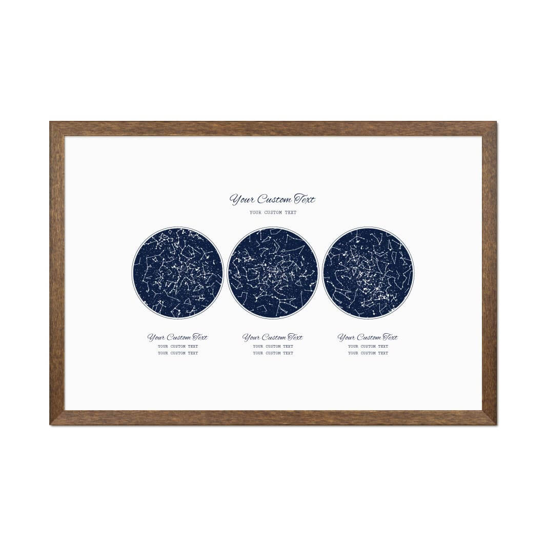 Custom Wedding Guest Book Alternative, Personalized Star Map with 3 Night Skies, Walnut Thin Frame#color-finish_walnut-thin-frame