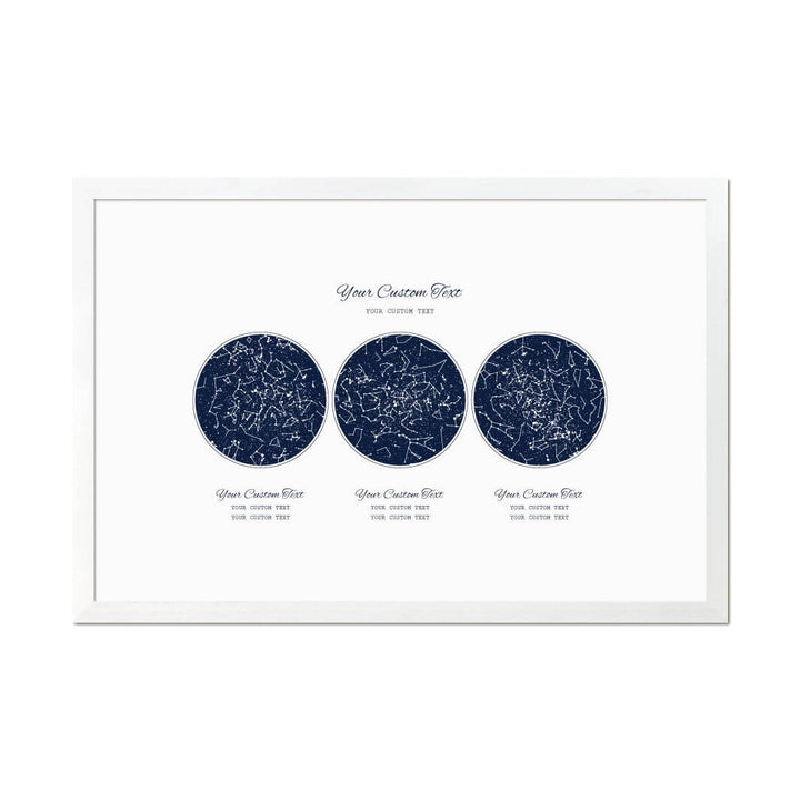 Custom Wedding Guest Book Alternative, Personalized Star Map with 3 Night Skies, White Thin Frame#color-finish_white-thin-frame