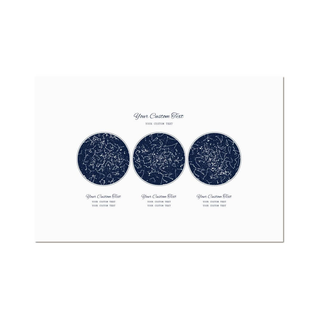 Custom Wedding Guest Book Alternative, Personalized Star Map with 3 Night Skies, Unframed#color-finish_unframed