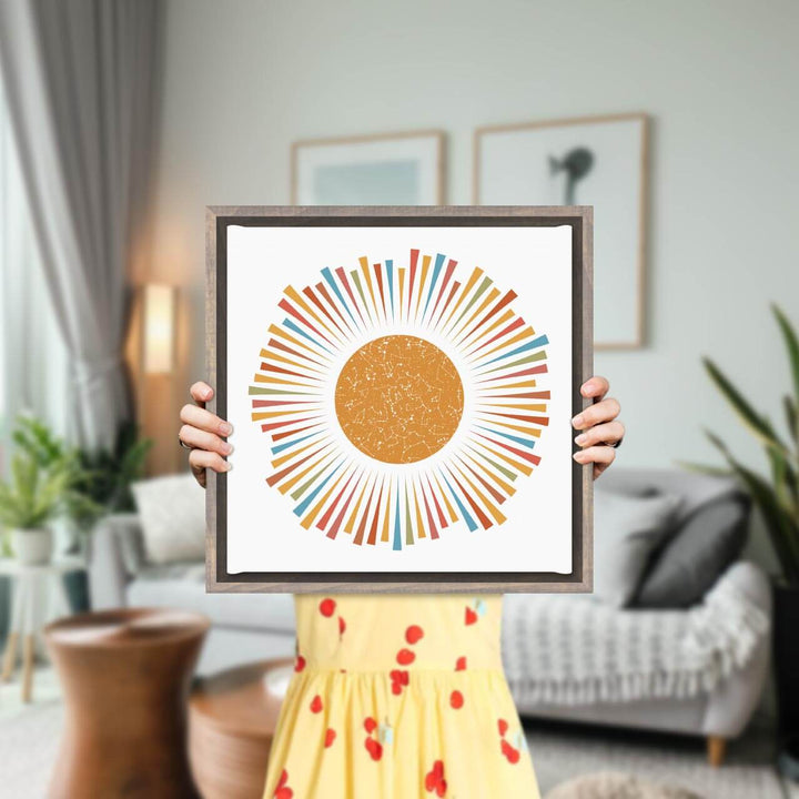 Sunburst Star Map Personalized with 1 Night Sky, Gray Floater Frame, Styled#color-finish_gray-floater-frame