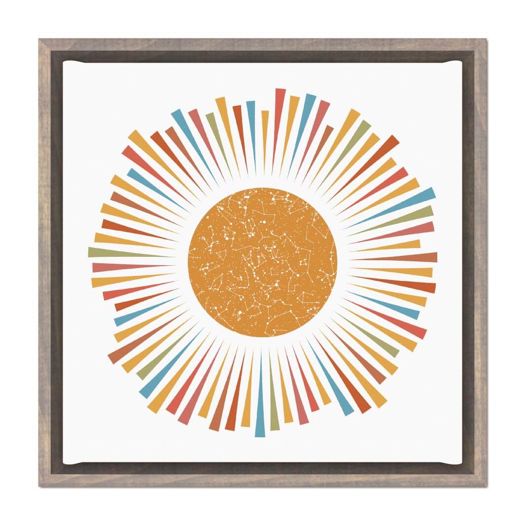 Sunburst Star Map Personalized with 1 Night Sky, Gray Floater Frame#color-finish_gray-floater-frame
