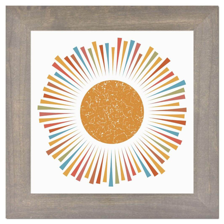 Sunburst Star Map Personalized with 1 Night Sky, Gray Wide Frame#color-finish_gray-wide-frame