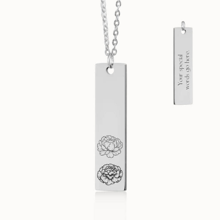 Vertical Birth Flower Garden Necklace in Silver, Personalized Gift for Mom and Grandma, Designed With Meaning