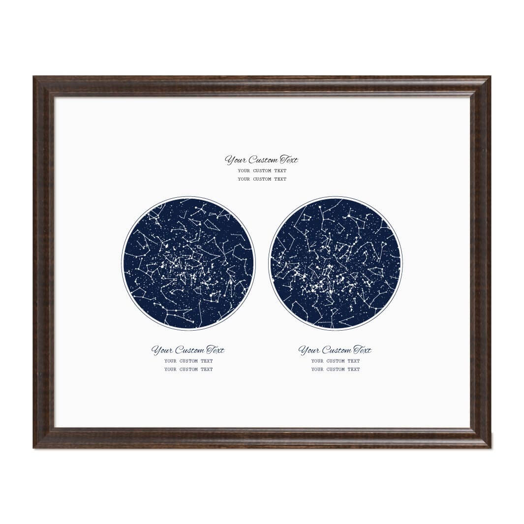 Personalized Wedding Guestbook Alternative, Star Map Personalized with 2 Night Skies, Espresso Beveled Frame#color-finish_espresso-beveled-frame
