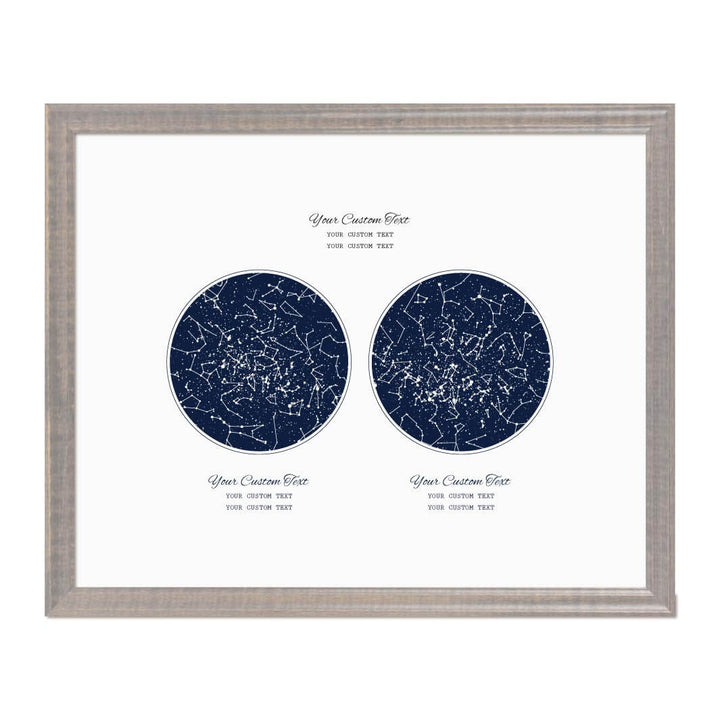 Personalized Wedding Guestbook Alternative, Star Map Personalized with 2 Night Skies, Gray Beveled Frame#color-finish_gray-beveled-frame