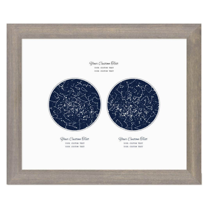 Personalized Wedding Guestbook Alternative, Star Map Personalized with 2 Night Skies, Gray Wide Frame#color-finish_gray-wide-frame
