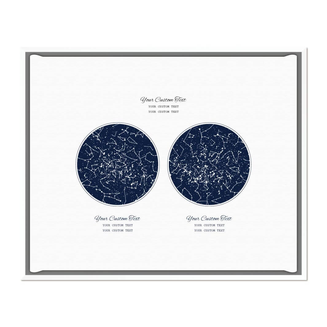 Personalized Wedding Guestbook Alternative, Star Map Personalized with 2 Night Skies, White Floater Frame#color-finish_white-floater-frame