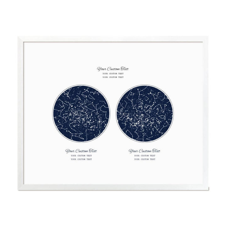 Personalized Wedding Guestbook Alternative, Star Map Personalized with 2 Night Skies, White Thin Frame#color-finish_white-thin-frame