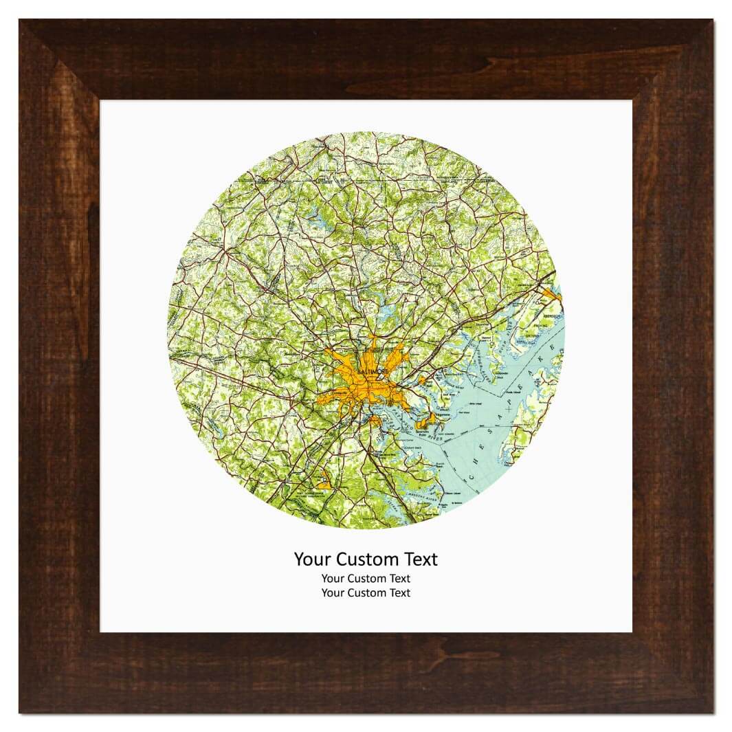 Circle Shape Atlas Art Personalized with 1 Map#color-finish_espresso-wide-frame