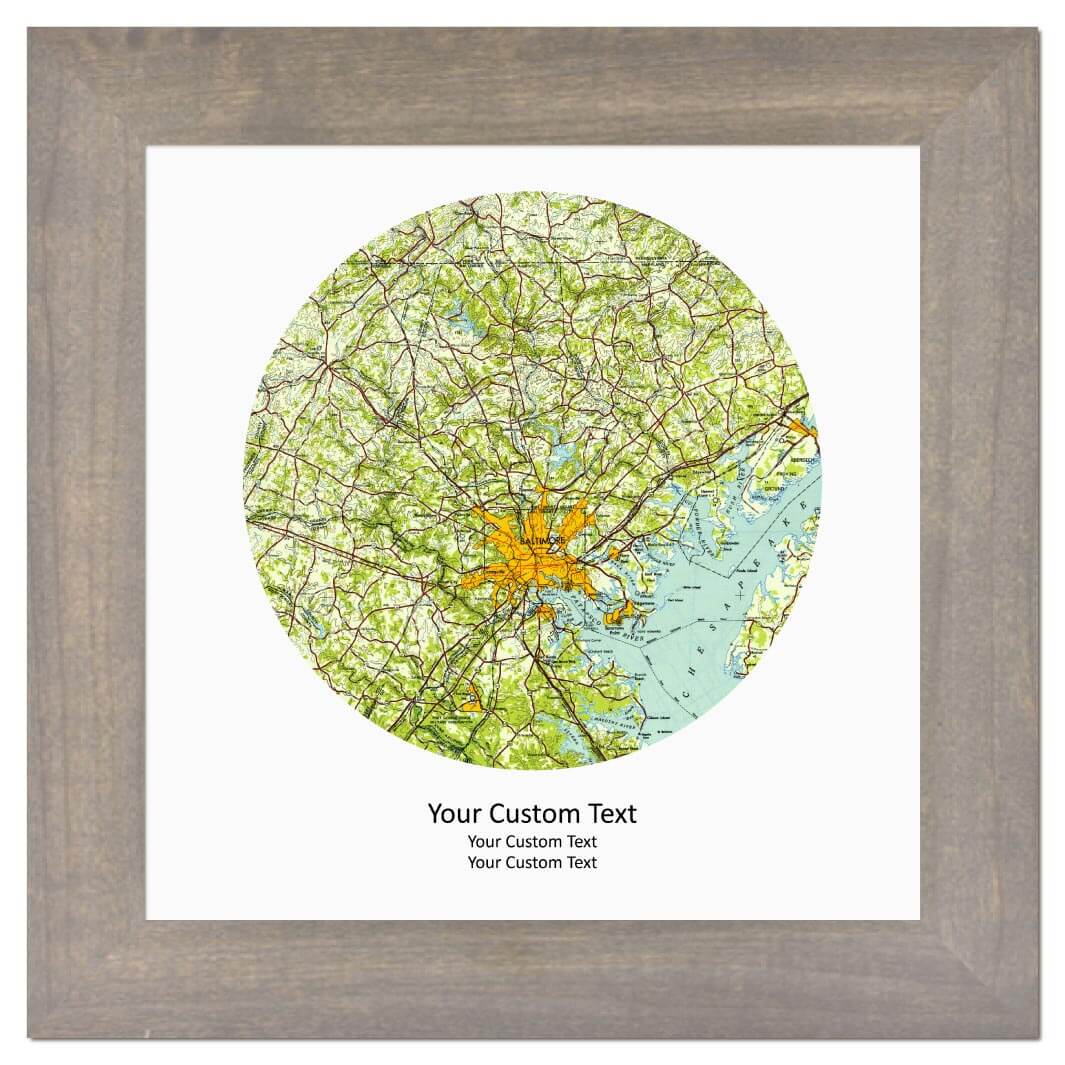 Circle Shape Atlas Art Personalized with 1 Map#color-finish_gray-wide-frame