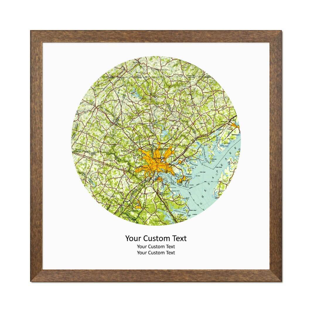 Circle Shape Atlas Art Personalized with 1 Map#color-finish_walnut-thin-frame