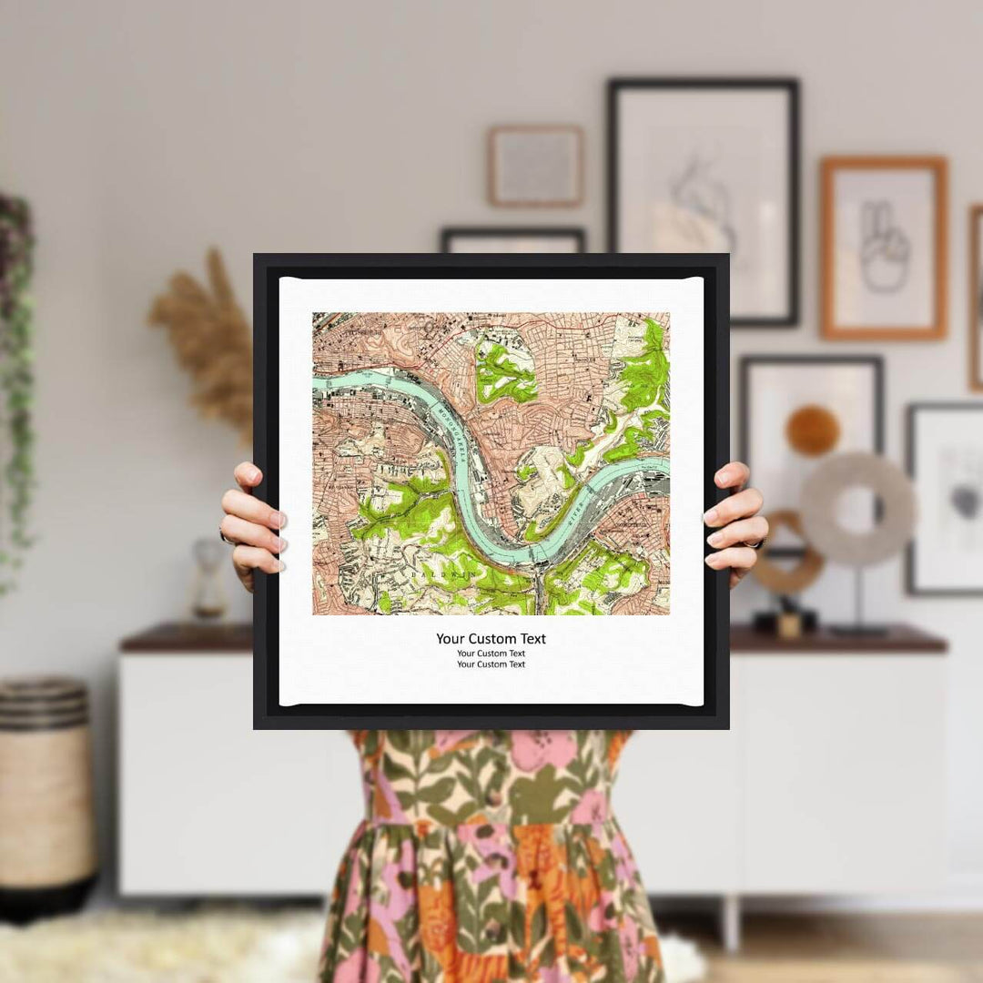 Rectangle Shape Atlas Art Personalized with 1 Map, Styled#color-finish_black-floater-frame