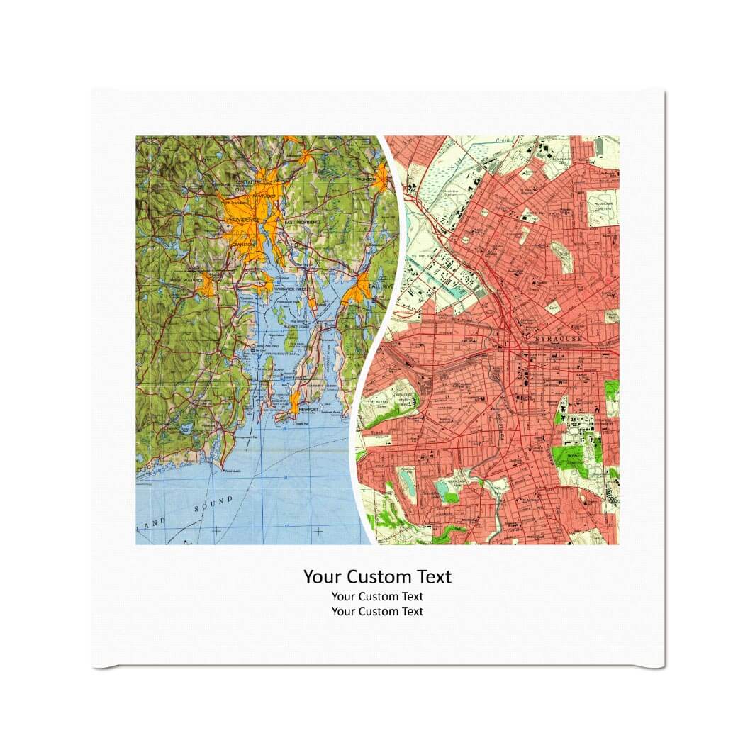 Rectangle Shape Atlas Art Personalized with 2 Joining Maps#color-finish_wrapped-canvas