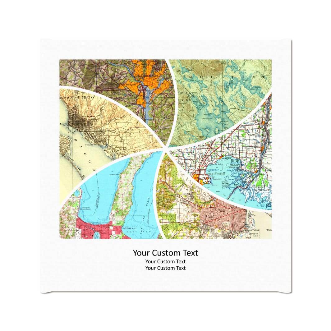 Rectangle Shape Atlas Art Personalized with 6 Joining Maps#color-finish_wrapped-canvas