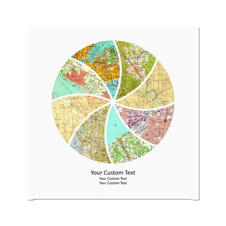 Circle Shape Atlas Art Personalized with 8 Joining Maps#color-finish_wrapped-canvas