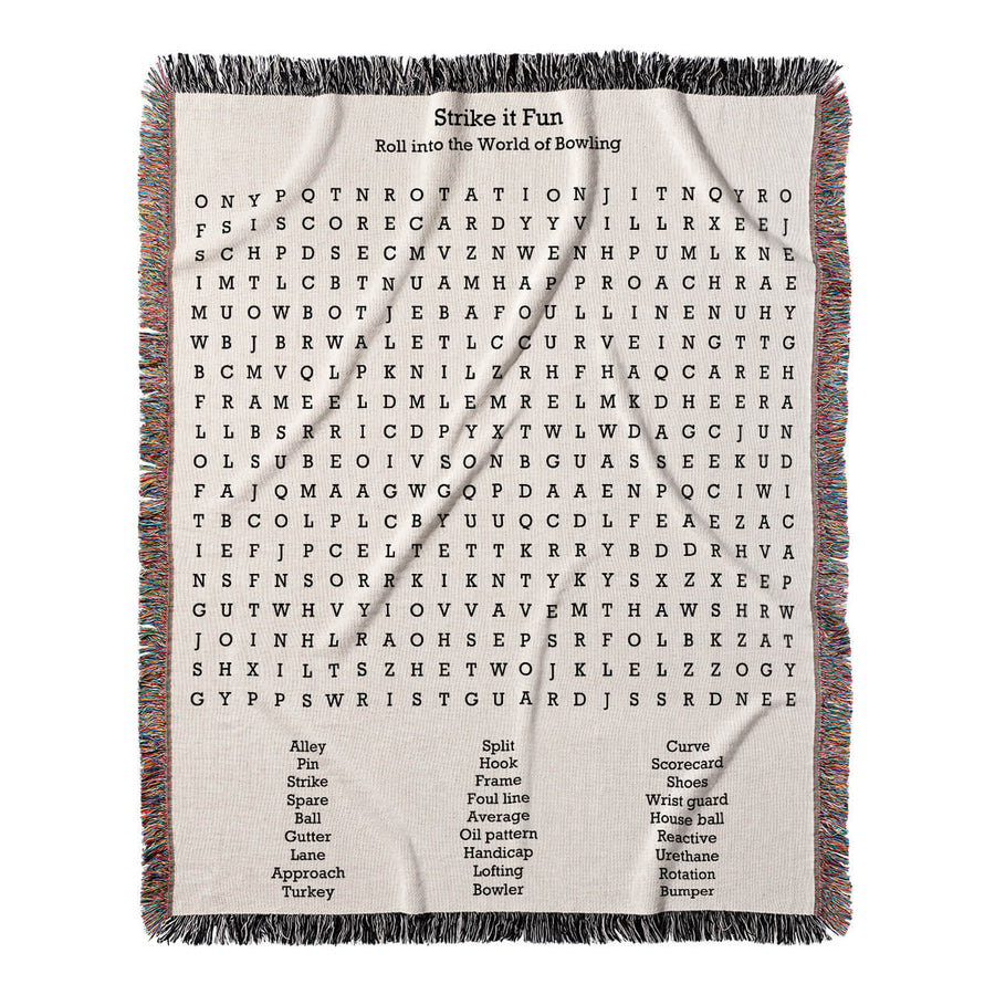 Strike it Fun Word Search, 50x60 Woven Throw Blanket, Hidden#color-of-hidden-words_hidden