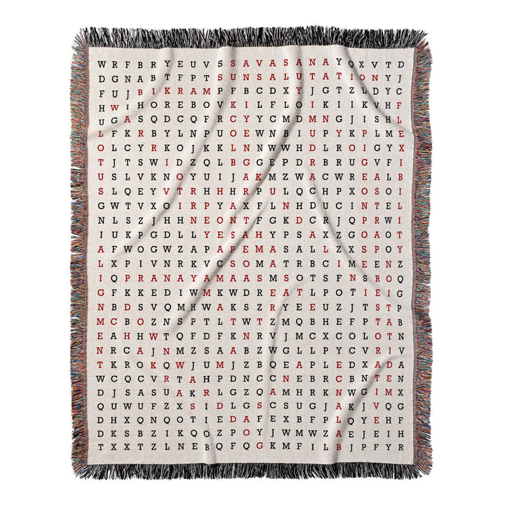 Mindful Movement Word Search, 50x60 Woven Throw Blanket, Red#color-of-hidden-words_red