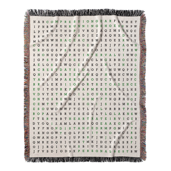Pace and Grace Word Search, 50x60 Woven Throw Blanket, Green#color-of-hidden-words_green