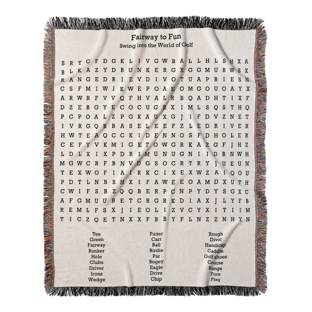 Fairway to Fun Word Search, 50x60 Woven Throw Blanket, Hidden#color-of-hidden-words_hidden