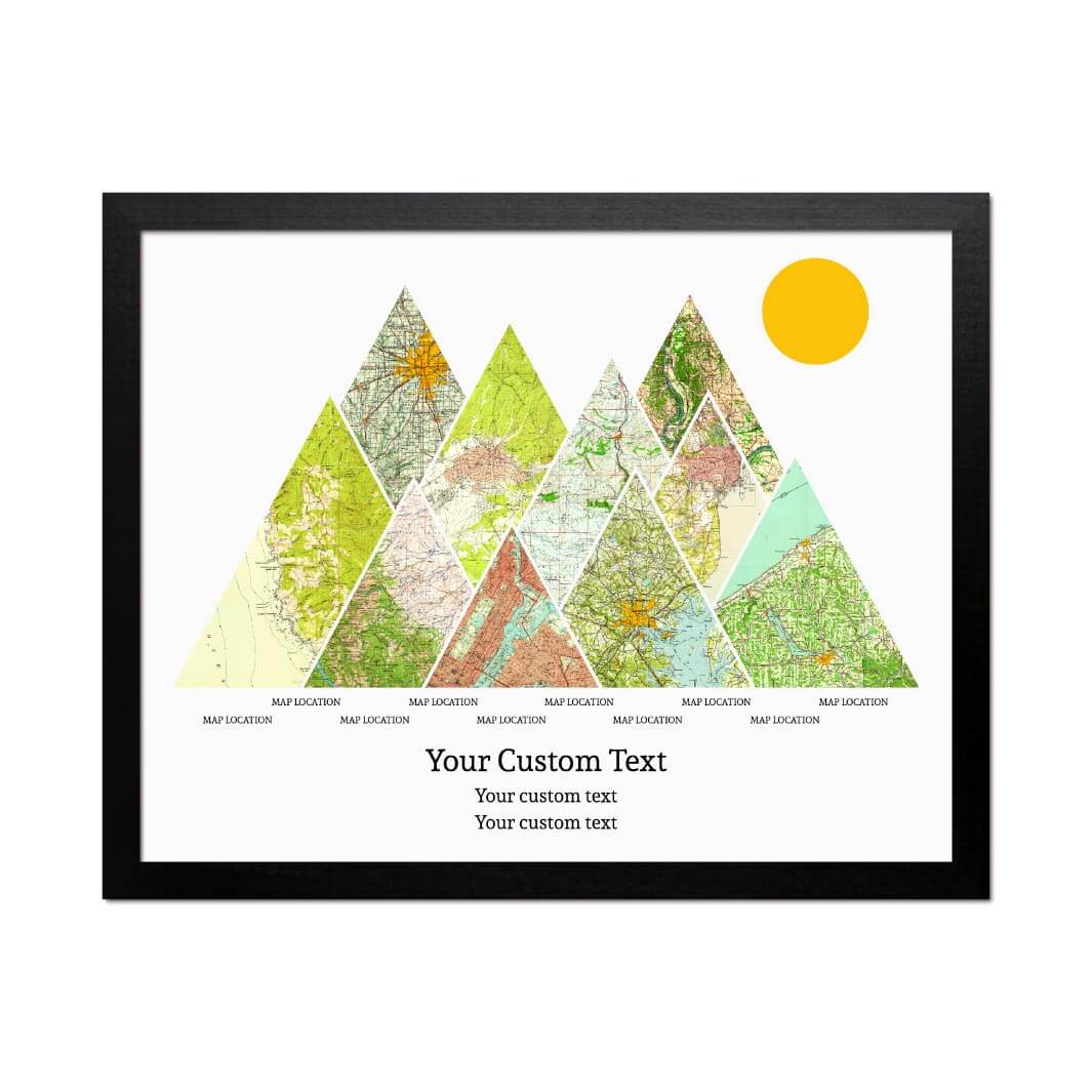 Personalized Mountain Atlas Map with 10 Locations, Black Thin Framed Art Print#color-finish_black-thin-frame