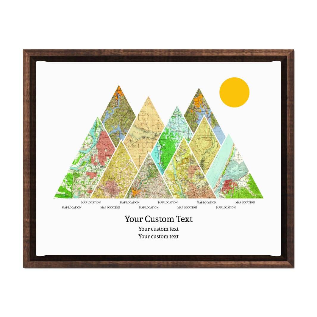 Personalized Mountain Atlas Map with 10 Locations, Espresso Floater Framed Art Print#color-finish_espresso-floater-frame