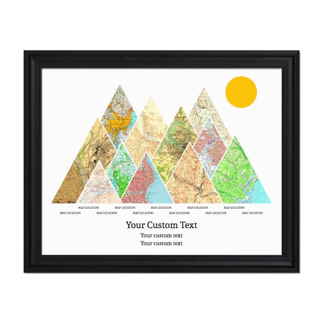 Personalized Mountain Atlas Map with 11 Locations, Black Beveled Framed Art Print#color-finish_black-beveled-frame