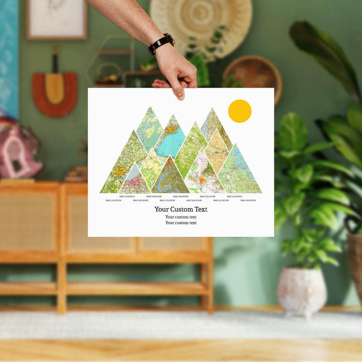 Personalized Mountain Atlas Map with 11 Locations, Unframed Print, Styled#color-finish_unframed