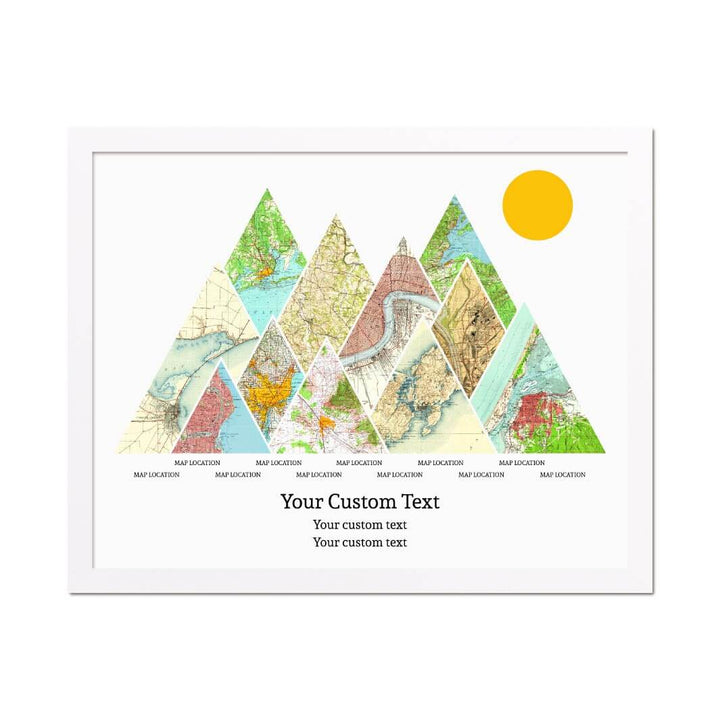 Personalized Mountain Atlas Map with 11 Locations, White Thin Framed Art Print#color-finish_white-thin-frame