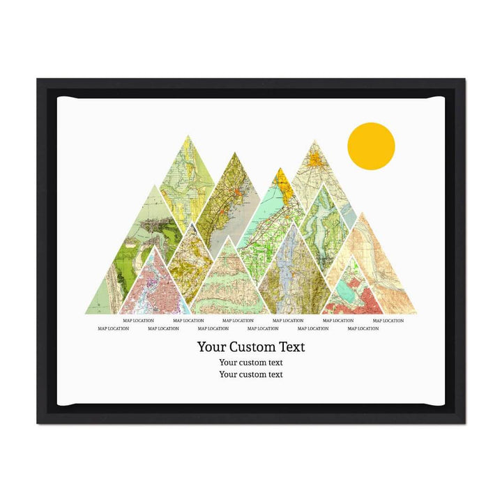 Personalized Mountain Atlas Map with 12 Locations, Black Floater Framed Art Print#color-finish_black-floater-frame