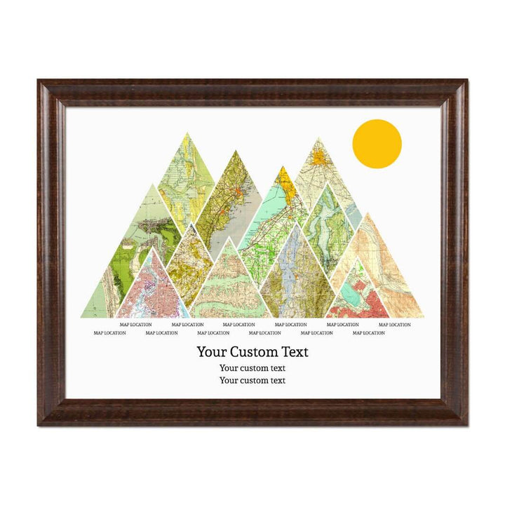 Personalized Mountain Atlas Map with 12 Locations, Espresso Beveled Framed Art Print#color-finish_espresso-beveled-frame