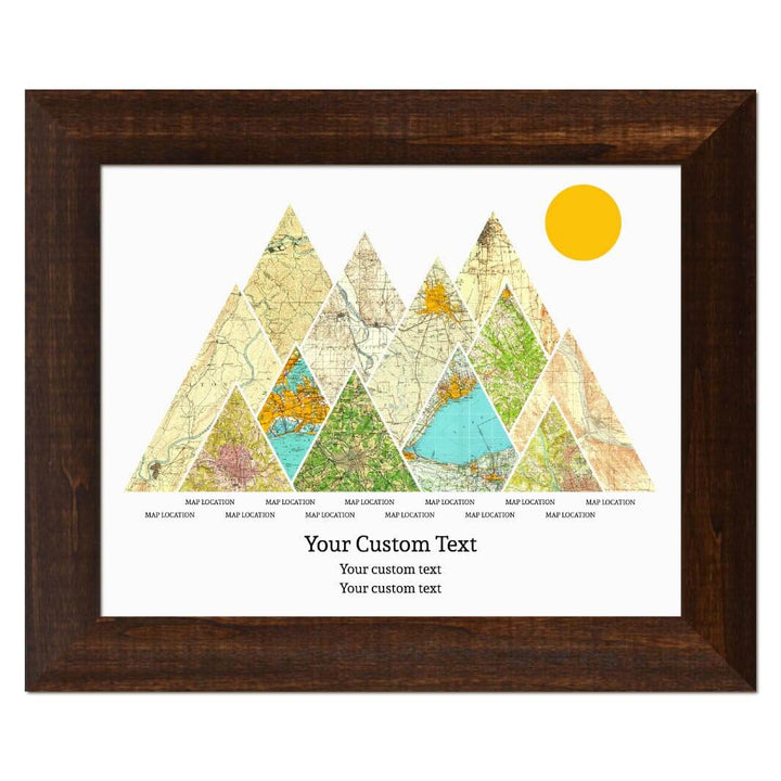 Personalized Mountain Atlas Map with 12 Locations, Espresso Wide Framed Art Print#color-finish_espresso-wide-frame