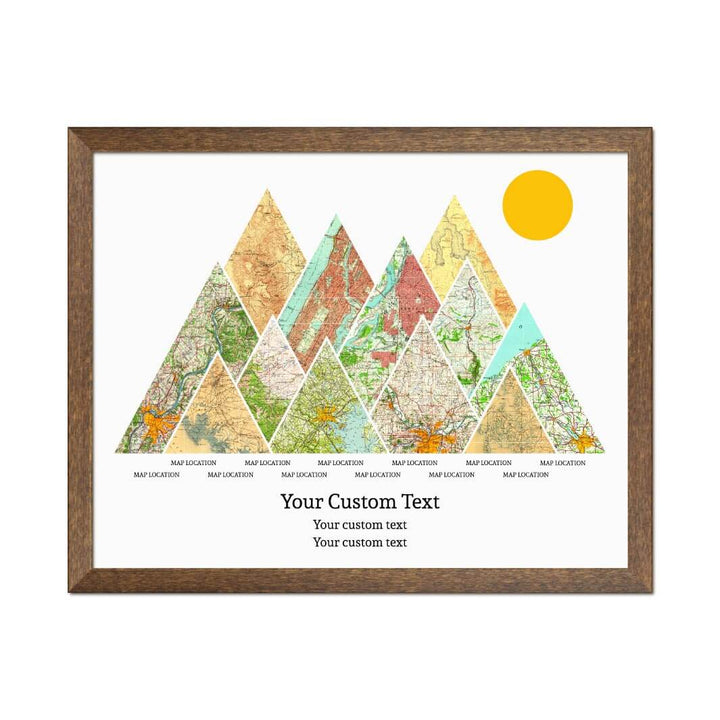 Personalized Mountain Atlas Map with 12 Locations, Walnut Thin Framed Art Print#color-finish_walnut-thin-frame
