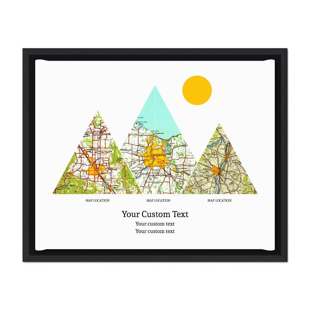 Personalized Mountain Atlas Map with 3 Locations, Black Floater Framed Art Print#color-finish_black-floater-frame