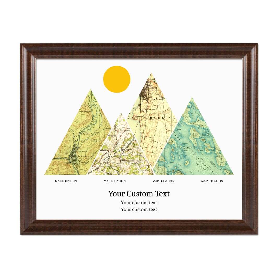 Personalized Mountain Atlas Map with 4 Locations, Espresso Beveled Framed Art Print#color-finish_espresso-beveled-frame