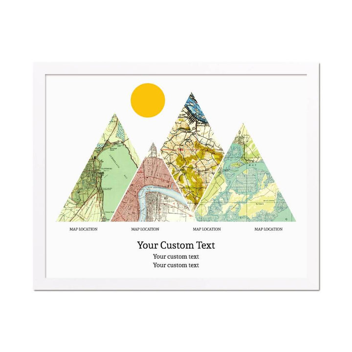 Personalized Mountain Atlas Map with 4 Locations, White Thin Framed Art Print#color-finish_white-thin-frame