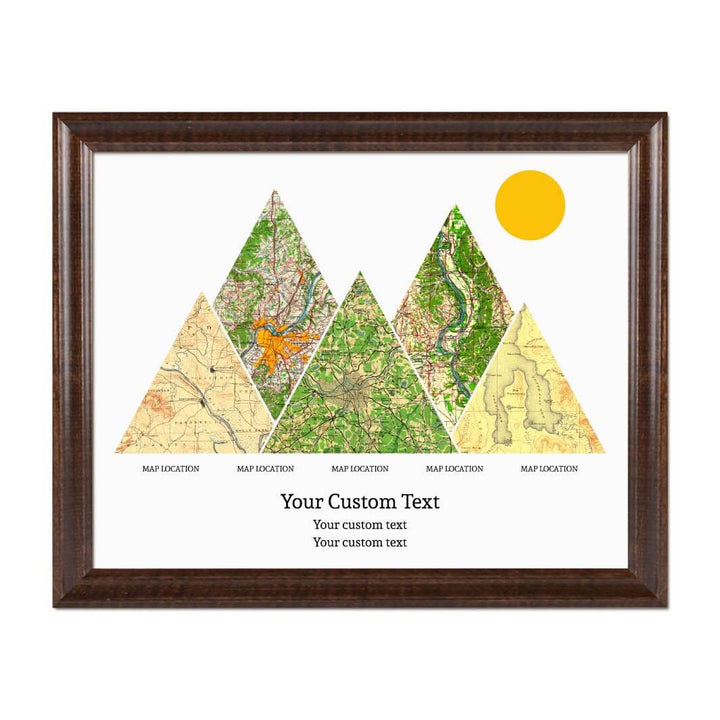 Personalized Mountain Atlas Map with 5 Locations, Espresso Beveled Framed Art Print#color-finish_espresso-beveled-frame